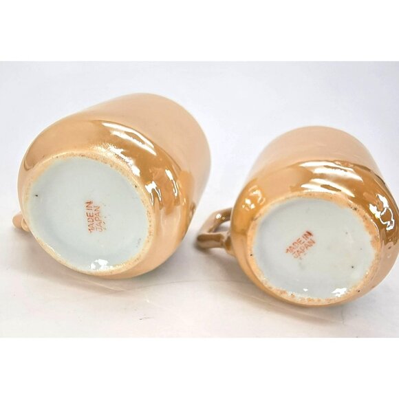 Vintage Japanese Porcelain Hand-Painted Tea/Coffee Mugs Set Of 2 Peach JE312 - Picture 6 of 6
